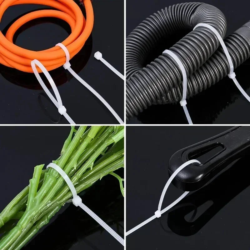 Nylon Cable Ties Adjustable Self-locking Cord Ties Straps Fastening Loop Reusable Plastic Wire Ties For Home Office
