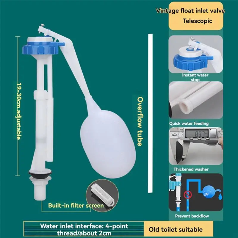 A04G-Adjustable Old Type Toilet Tank Balls With Inlet Valve G1/2 Float Ball  For Control Water Level Toilet Accessories