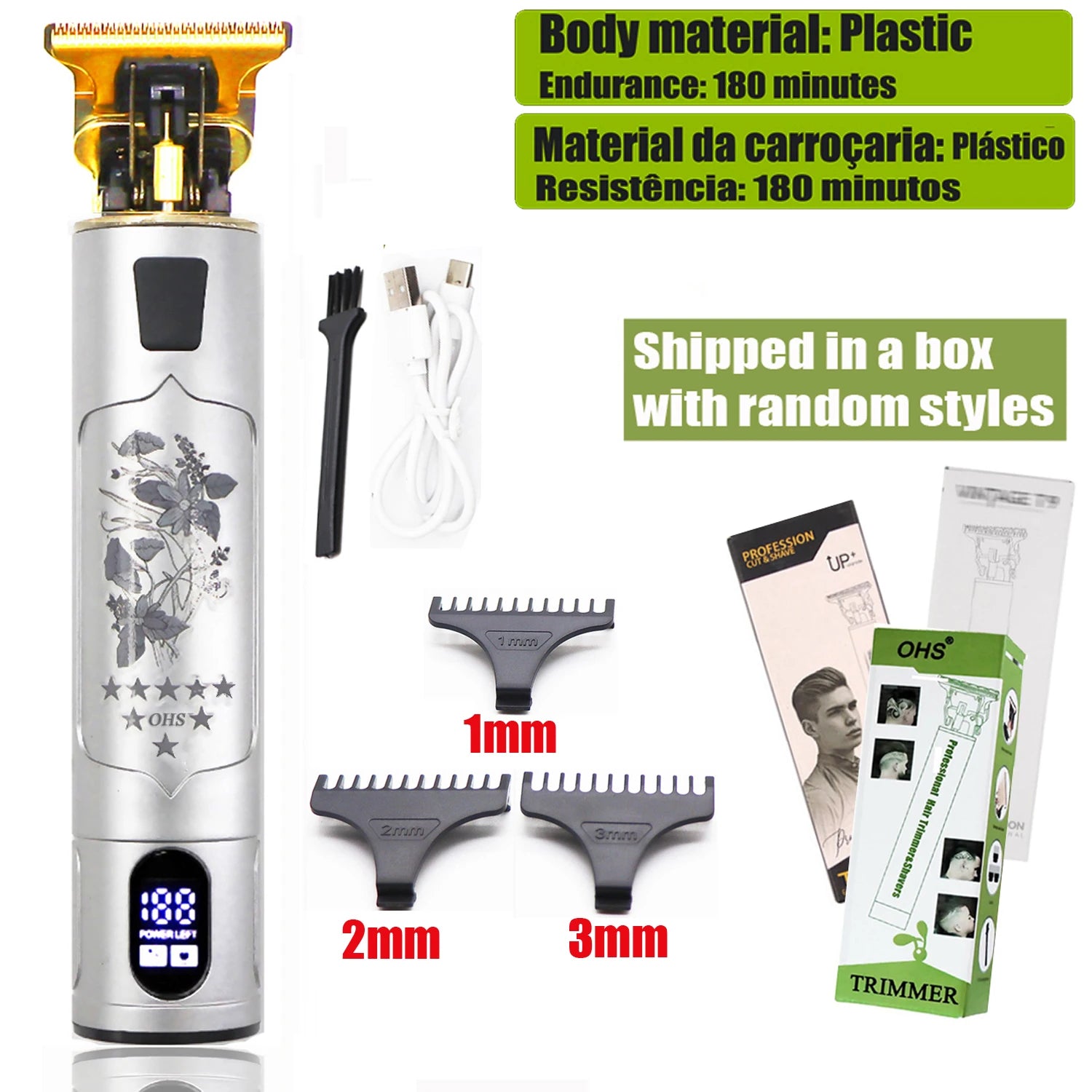 Vintage USB Fast Charging Cordless Hair Clipper Trimmer Portable Electric Shaver Professional Barber Hair Cutting Machine