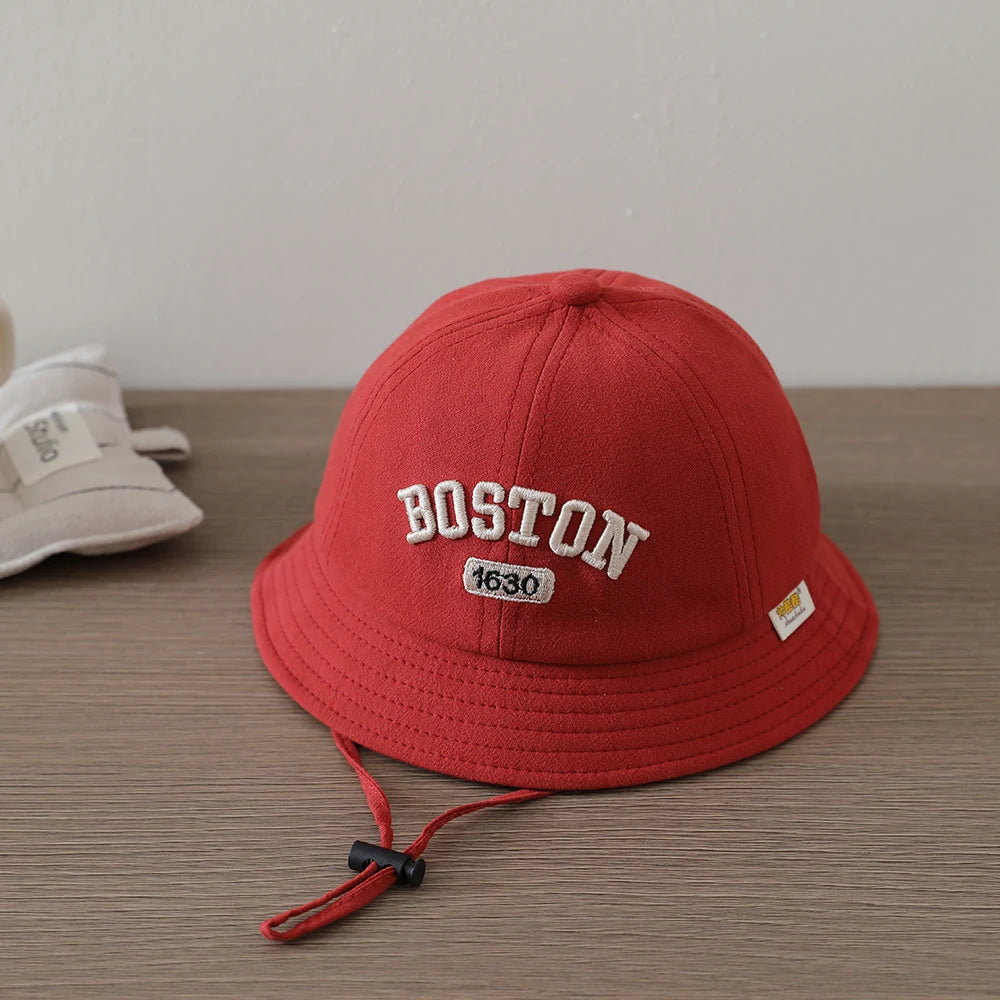 Kids Fisherman Caps Spring Autumn Infant Baby Boys BOSTON Embroidered Sun Hats Toddler Accessories Girls Bucket Hat