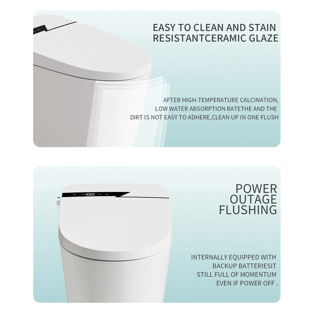 Smart Toilet-Heated Seat Dual-Flush Remote Included Night Light P-trap Radar Sensor Auto Flush Modern New Model Factory Supply