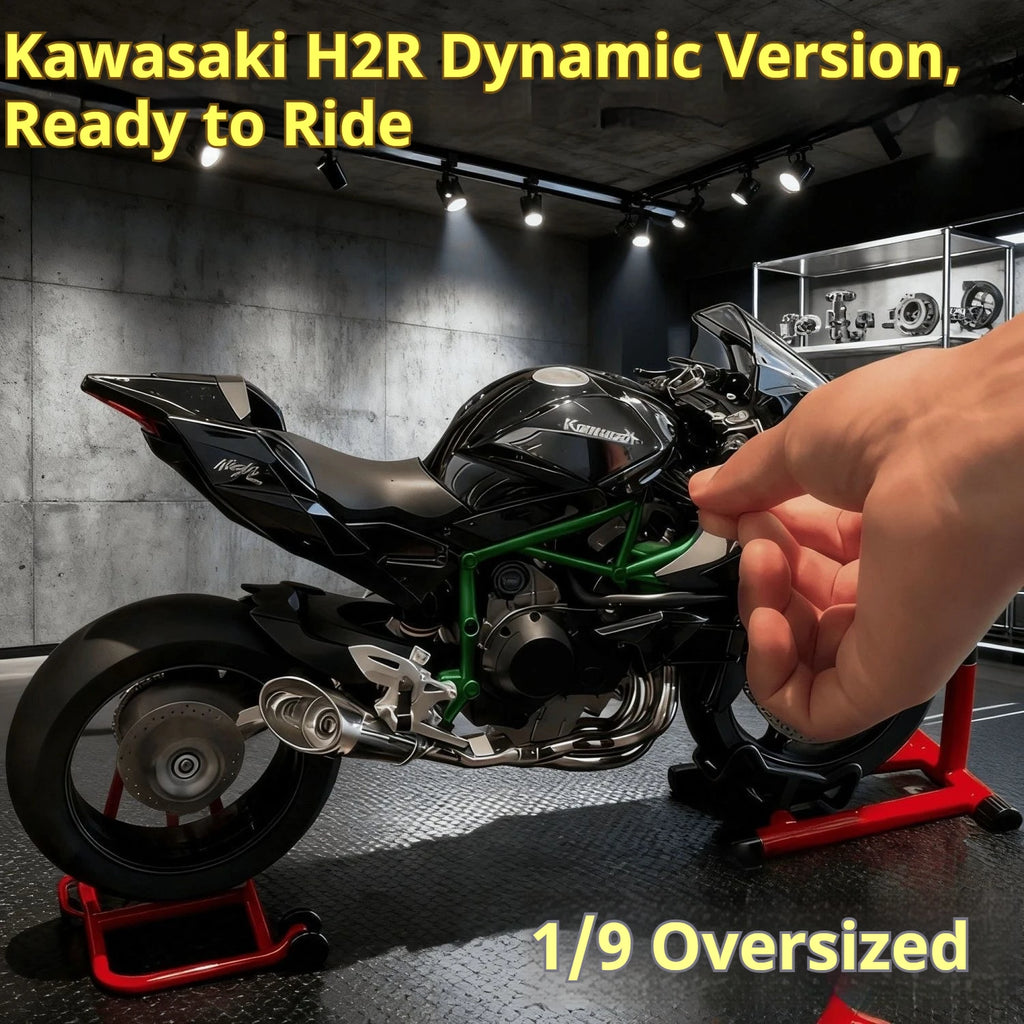 Kawasaki Ninja H2R 1:9 Scale Dynamic Model - Smoke Effect Alloy Motorcycle in Gift Box, Collector's Edition Cars