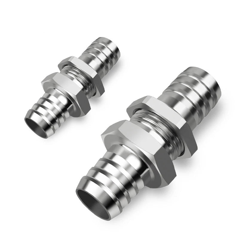 Stainless Barbed Hose Tail Connector Tube Coupler Adapter Pipe Fitting Coupler Connector Adapter Bulkhead Barb Fitting 4mm~32mm