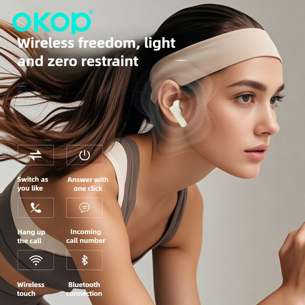 OKOP AI Headset, Wireless Bluetooth Headset, In-ear Noise Canceling Headset, Outdoor Sports Headset, High-quality Music Game Headset