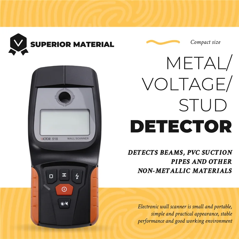 ABKI-VICTOR VC518 Wall Scanner Sensor Wall Wire Detector for Detecting Wood, Cables, Walls for Magnetic Metal Detection