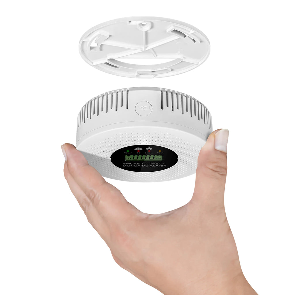 Smoke and Carbon Monoxide Detector with LCD Display, 2-in-1 Fire Alarm and Smoke Detector, Battery-Powered for House, Apartment, Kitchen