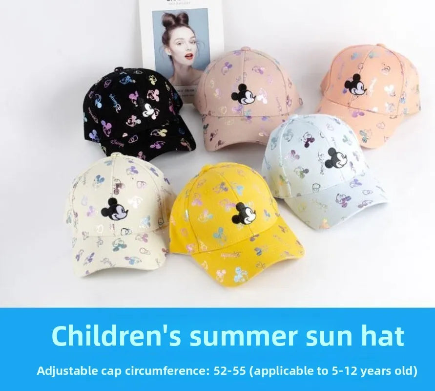 Children's Hats Spring and Autumn Boys Thin Sunscreen Baseball Caps Cute Super Cute Sunshade Cap Middle Children's Mickey Hats