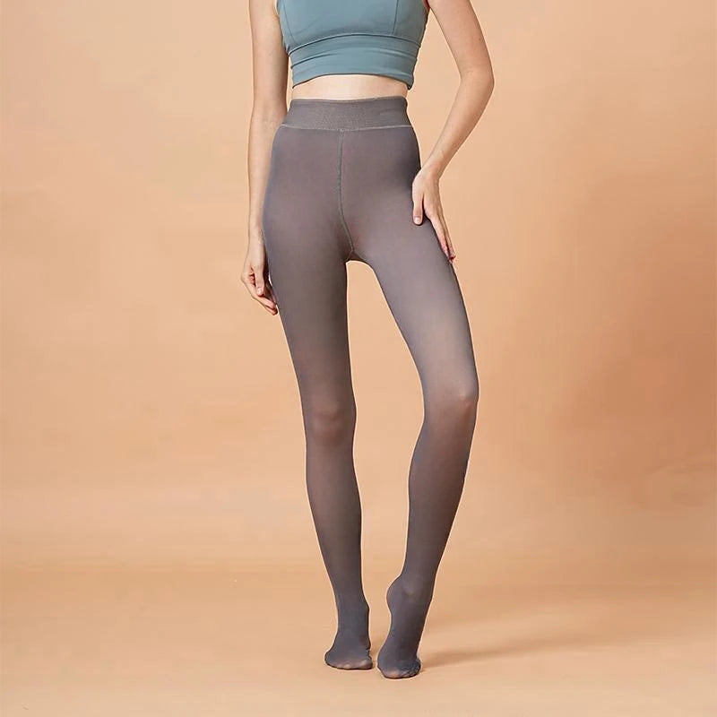 Women Thermal Leggings Winter Warm Sexy Elastic Translucent Pantyhose Female Fleece Thermal High Waist Slim Thicken Tight Pants