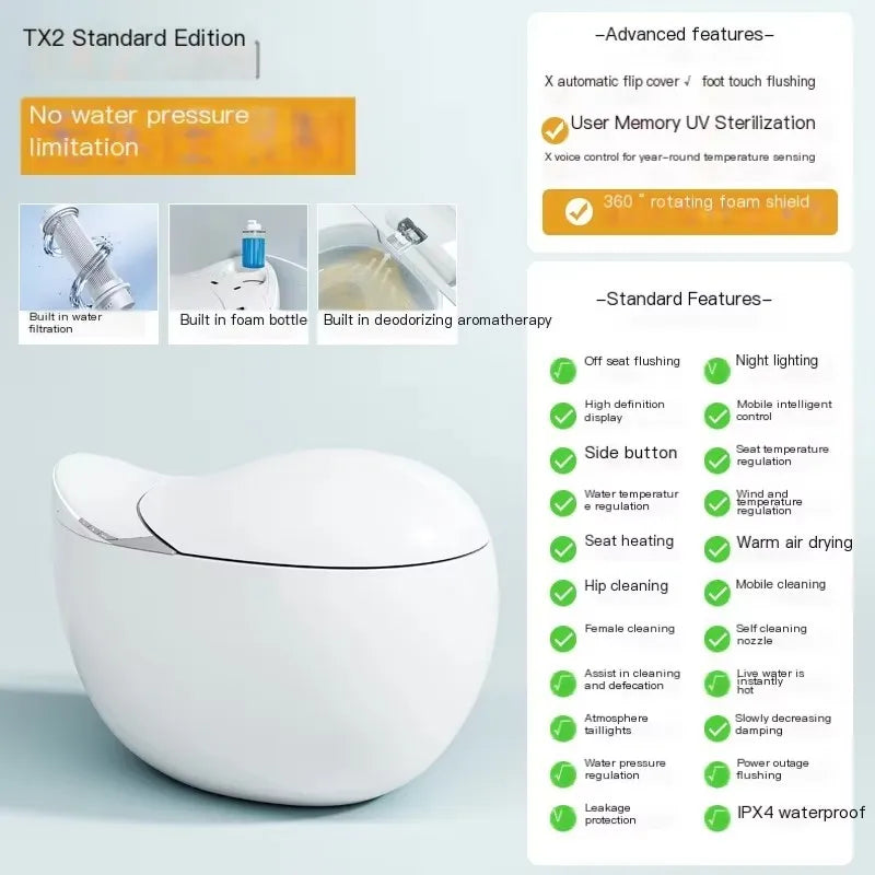 Bathroom Floor Mounted P-trap Electronic Automatic Bidet Toilet AI Voice Control Toilet Bowl WC Intelligent Smart Toilet
