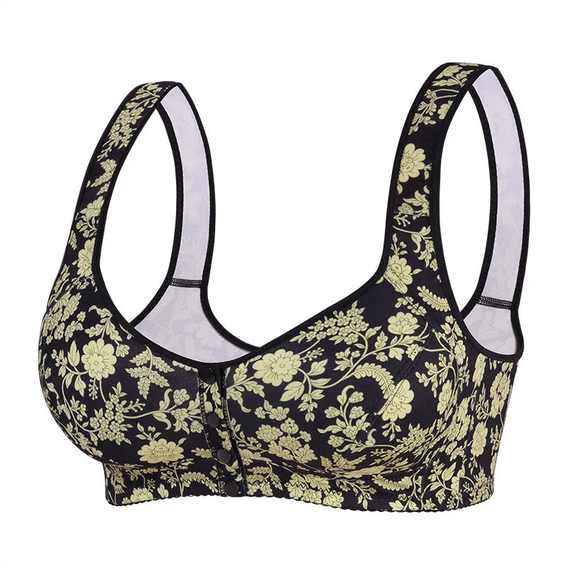 Floral Plus Size Bralette 36-52 Band G Cup Front Closure Wireless Bra Vest Style Seamless Comfortable Full Coverage Sexy Print