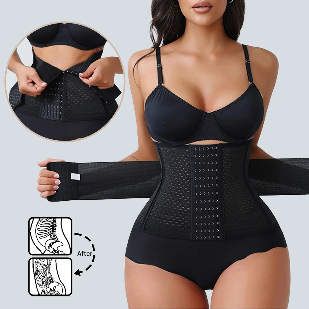 New Adjustable Waist Trainer for Women, Double-Belt Neoprene Corset with Zipper, Workout Cincher for Tummy Control & Back Support