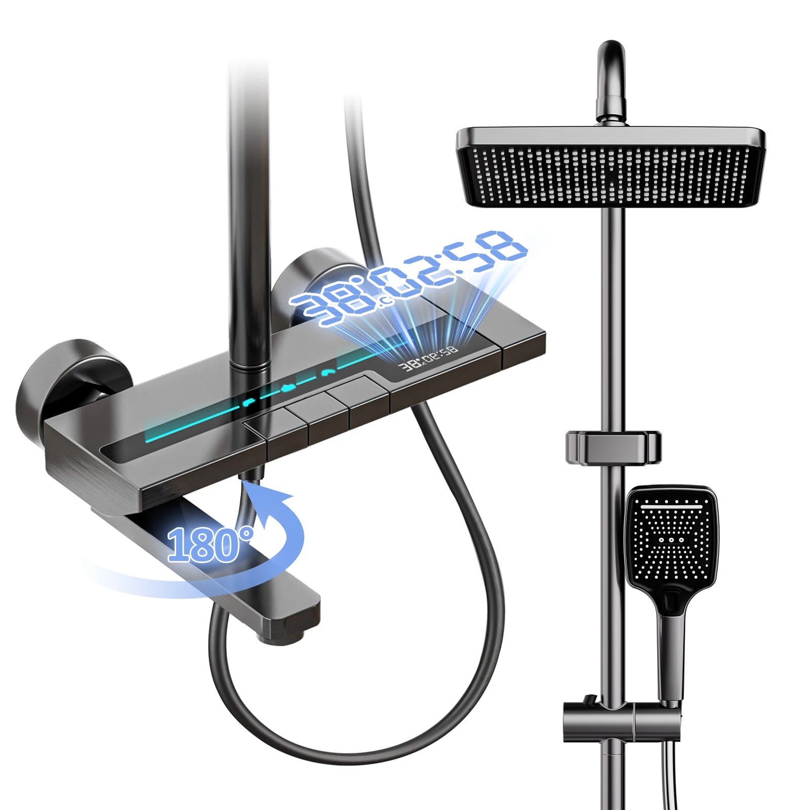 Bathroom Faucet Set Foldable spout 180° swivel spout Premium minimalist style Includes shower column and showerhead set
