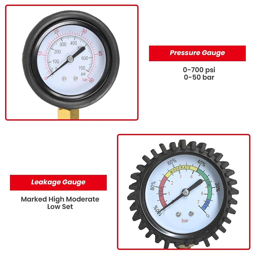 46Pcs Pressure Testing Tool Kit Pneumatic Hydraulic Pressure Gauge Set with Quick Couplers Adapters AC DC Diagnostic Manifold
