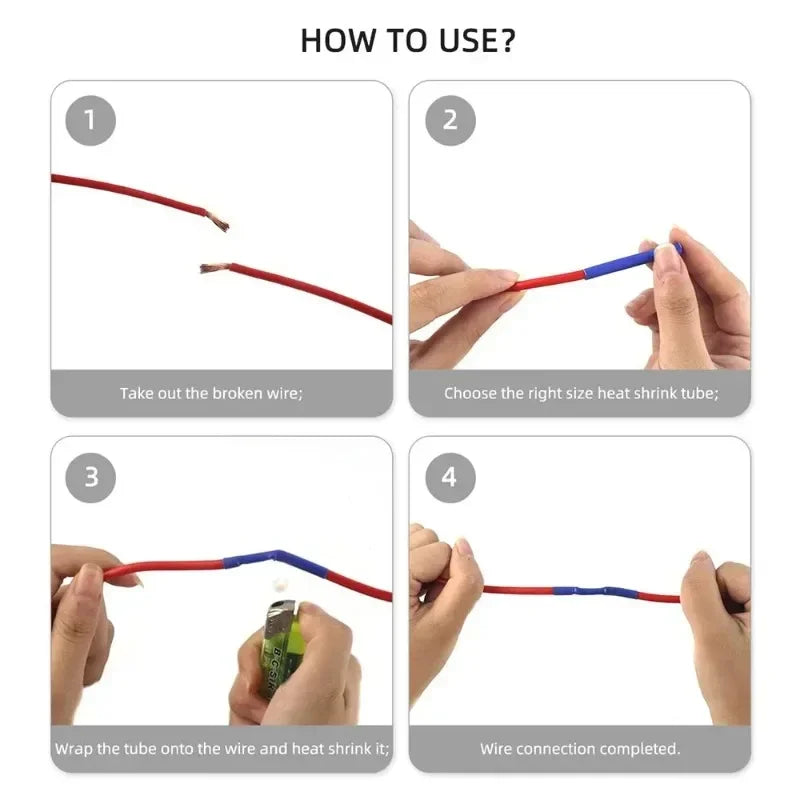 Heat Shrink Sleeving Tube Kit Wire Electrical Connection Wire Wrap Cable Protection Thermoresistant Tubing Wrapping Insulation