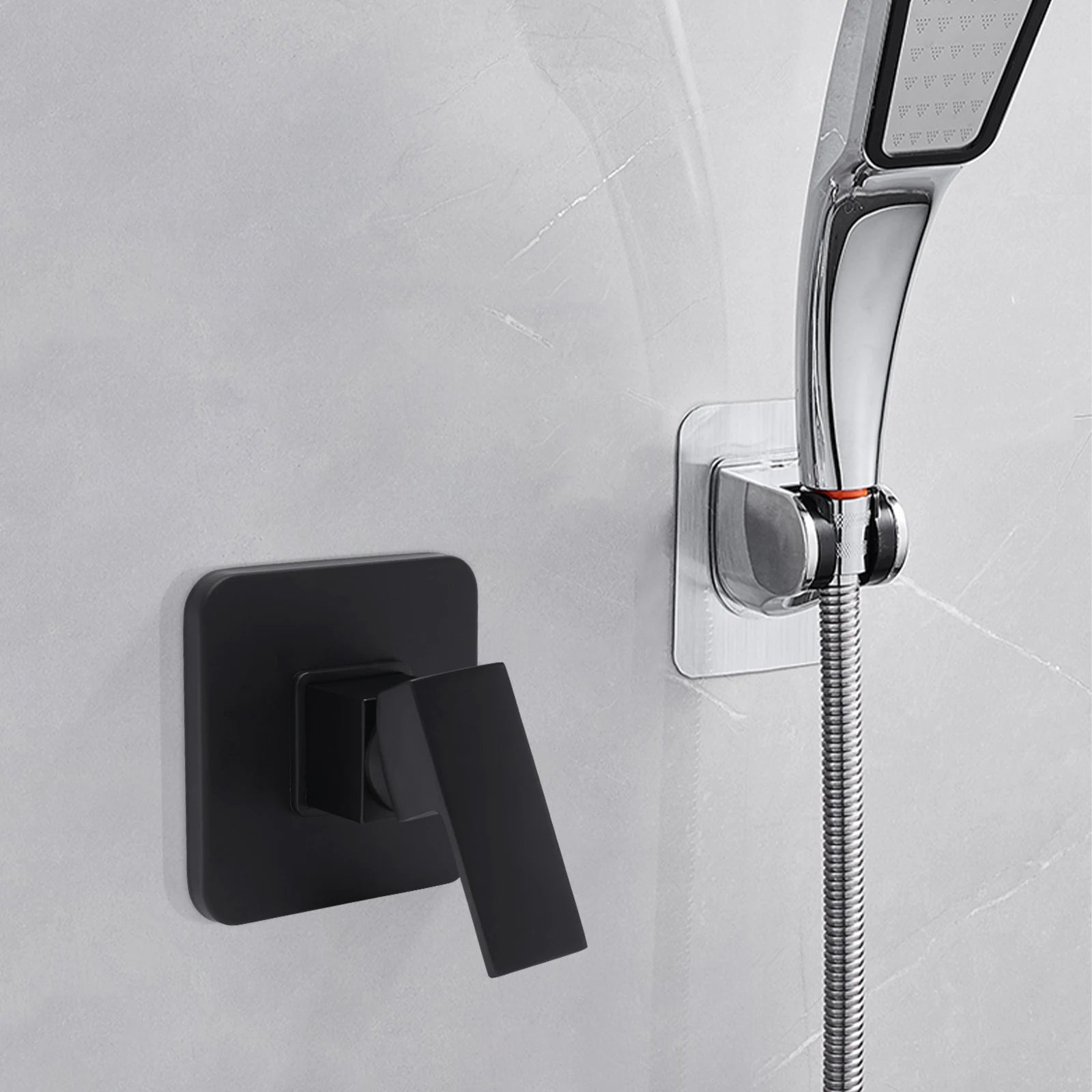 Black Shower Handle Valve Core Kit, Single Function Embedded Concealed Mixing Valve with Ceramic Core for Bathroom and Kitchen