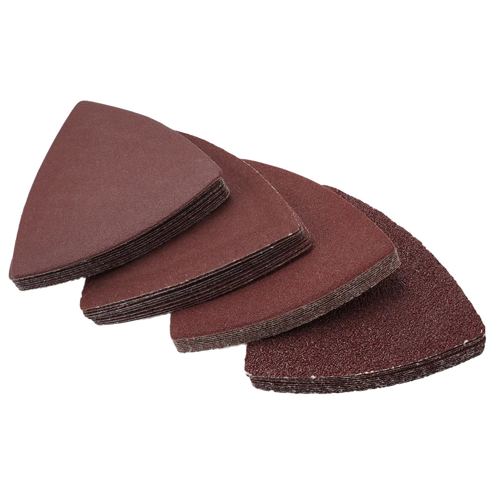 40pcs 80mm Aluminum Oxide Triangle Sandpaper Sanding Disc 60 120 180 240 Grit Fit 3-1/8 Inch Oscillating Multi Power Tool