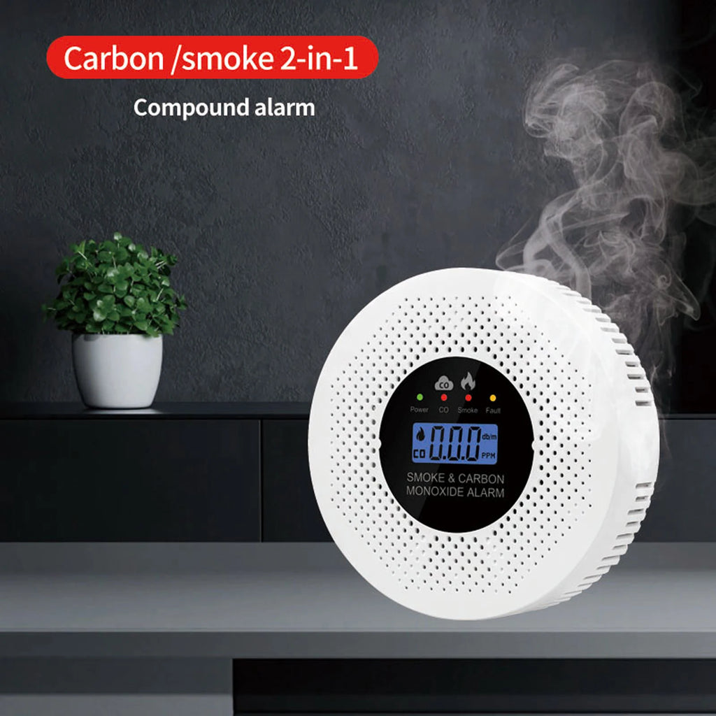 Smoke and Carbon Monoxide Detector with LCD Display Smoke and CO Alarm Powered by Battery for Home Hallways Bedroom