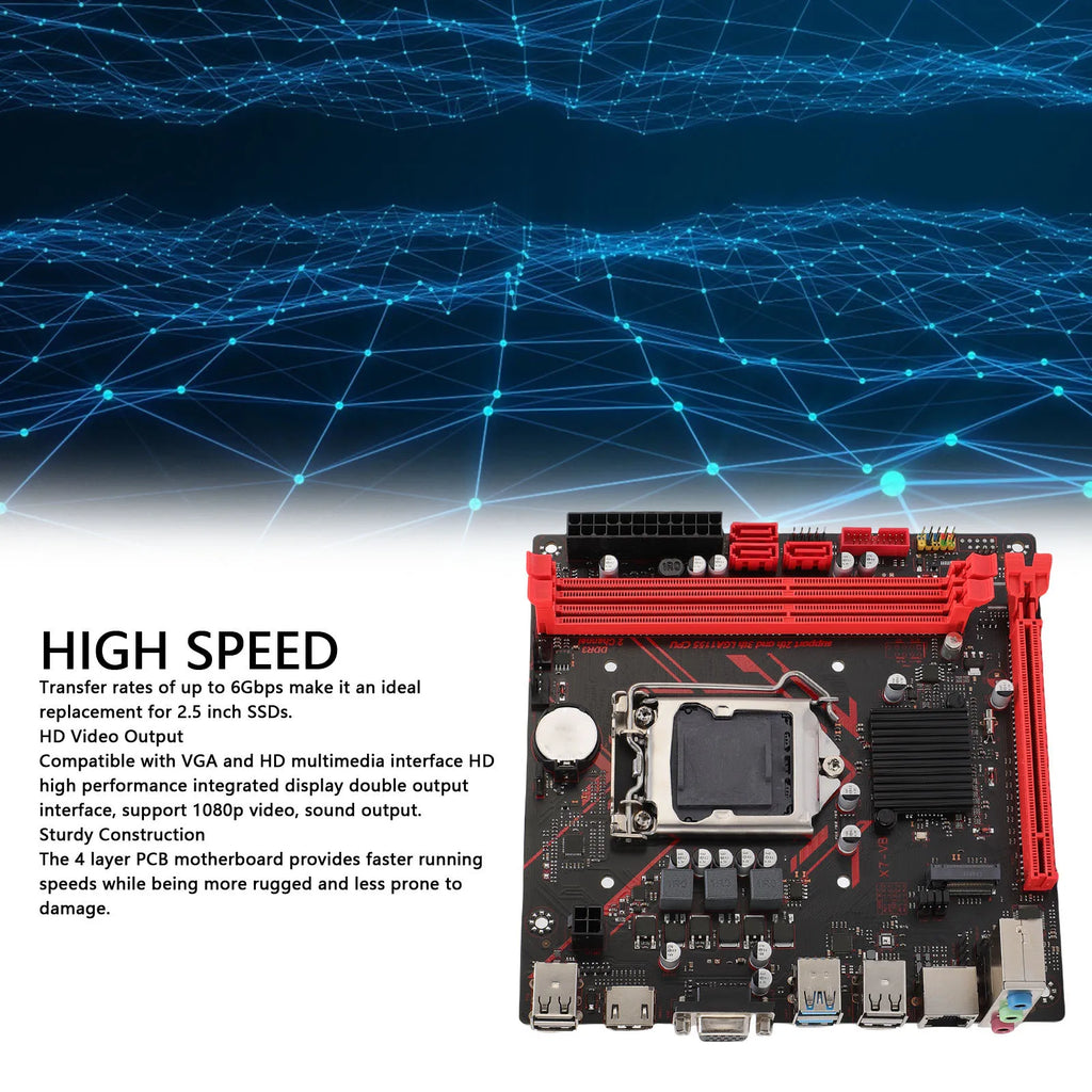 Computer Motherboard for Replacement 2xDDR3 Serial ATA 2.0x3 16GB Supports Extended PCIE2.0 6Gbps ITX Computer Motherboard