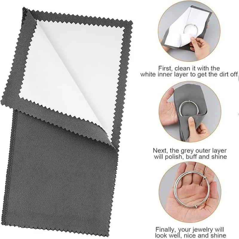 【4 Pcs Jewelry Polishing Kit】Polishing Cloth & Brush Set for Silver, Gold, Metal Cleaning - Jewelry Care & Restoration Tools
