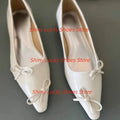 Butterfly-knot Shoes for Womens Pointed Toes Flat Heels Female Ballets Shallow Ladies Sewing Lines Chassure Femme Solid Zapatos
