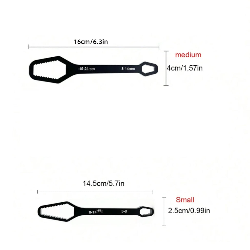 3 to 17 Double-Ended Box Wrench, Hexagon Solid Wrench, Repair Tool for Screws and Nuts, Black, Multifunctional, Various Diameters