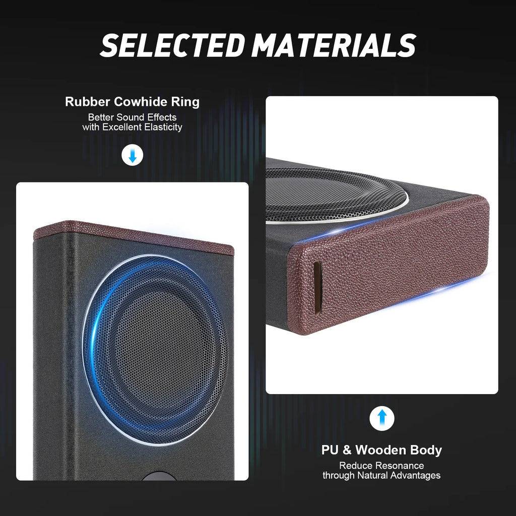 8 Inch 600W Underseat Car Audio Ultra Slim Compact Active Subwoofer System Loud Sound Audio Active Bass Box