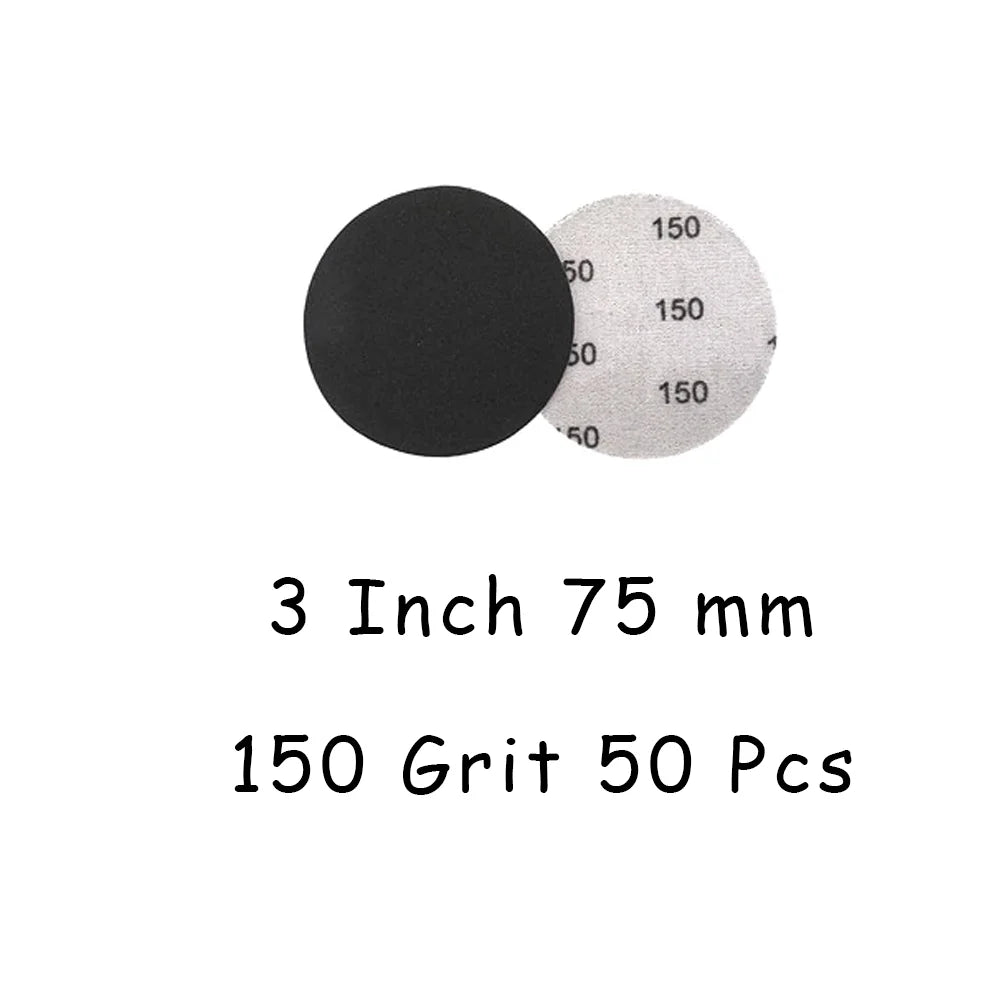 3 Inch Wet and Dry Sanding Paper 75mm Silicon Carbide Sandpaper 4/50/130 Pcs Hook and Loop Sanding Pad for Polishing Car Metal