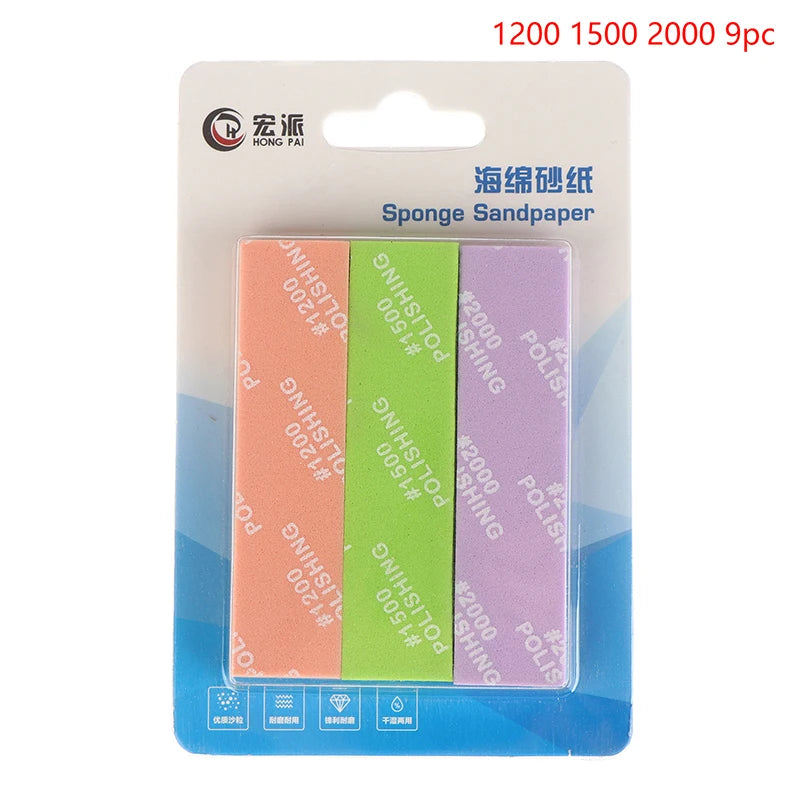 9Pcs MS-E400-2000 Semi-rigid Sanding Sticks For Model Making Tools Plastic Model Polishing Rod Hobby DIY Craft