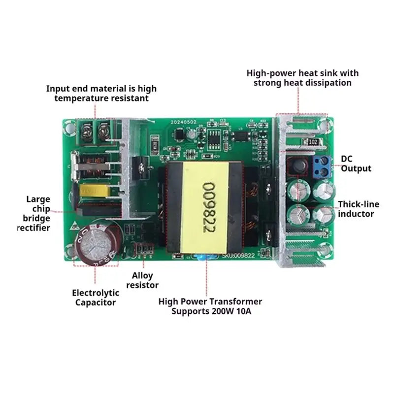 ABKI-AC110-245V To DC 24V 9A 24V 9A Switching Power Supply Module 220W High-Power Isolated Power Supply Bare Board