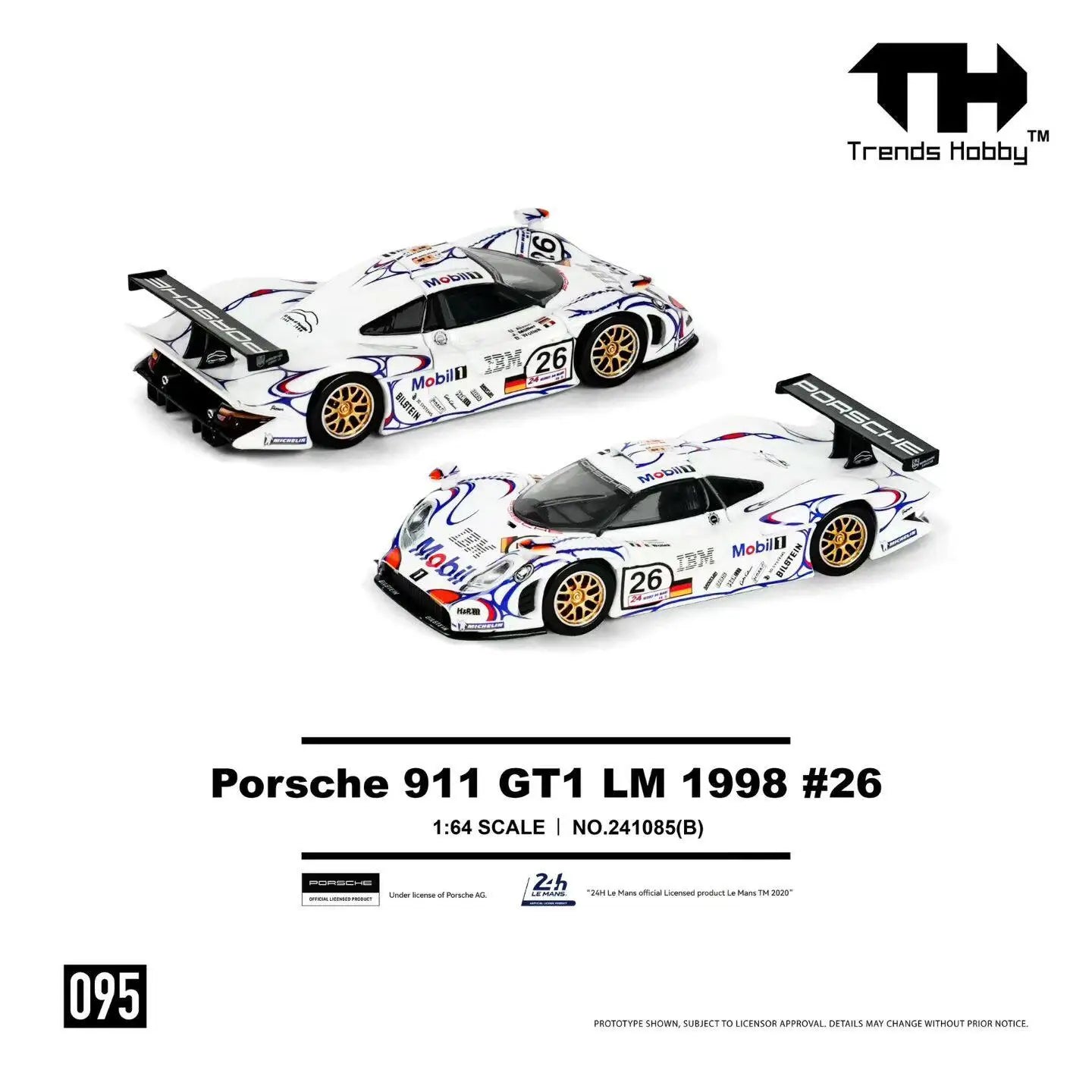TH-Trends Hobby 1/64 095 911 GT1 LM #26 GT3 R-DTM Removable Cover Car Alloy Motor Vehicle Diecast Metal Model Kids Toys Boys
