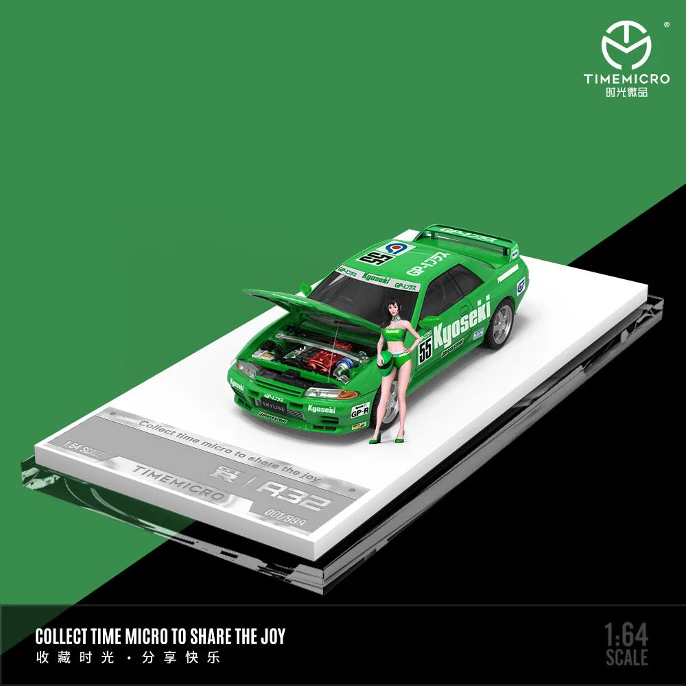 TimeMicro 1:64 GTR 32 Green Racing Painting Alloy Car Model for Collection&Display&Gift