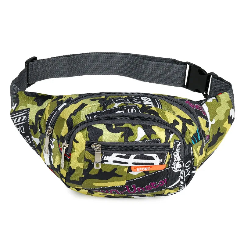 Camouflage Print Men Waist Bag Pack Purse Casual Large Phone Belt Bag Pouch Women's Canvas Travel Phone Bag Fanny Banana Bag Hip