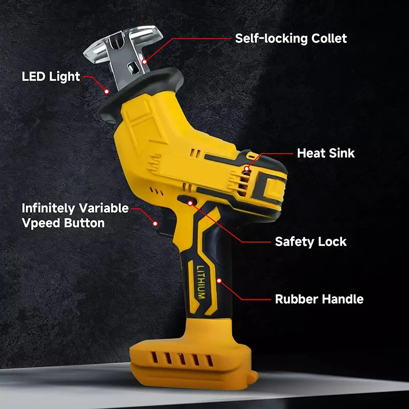 Cordless Electric Reciprocating Saw Metal Wood Cutting Tool Meat Cut Electric Saw For DeWalt 20V 4 Blades