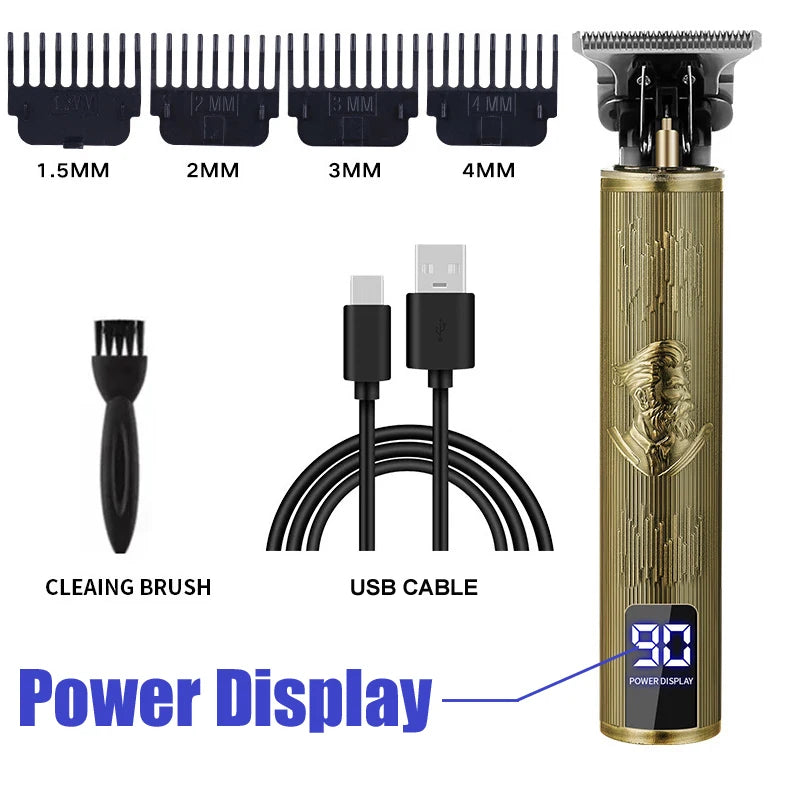 Vintage USB Fast Charging Cordless Hair Clipper Trimmer Portable Electric Shaver Professional Barber Hair Cutting Machine