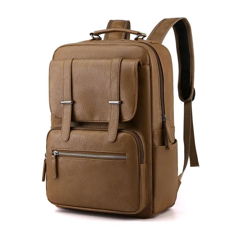 PU Leather Backpack For Men Multifunction Office Working Men's Business Bagpack Large Capacity Waterproof College Student Bag