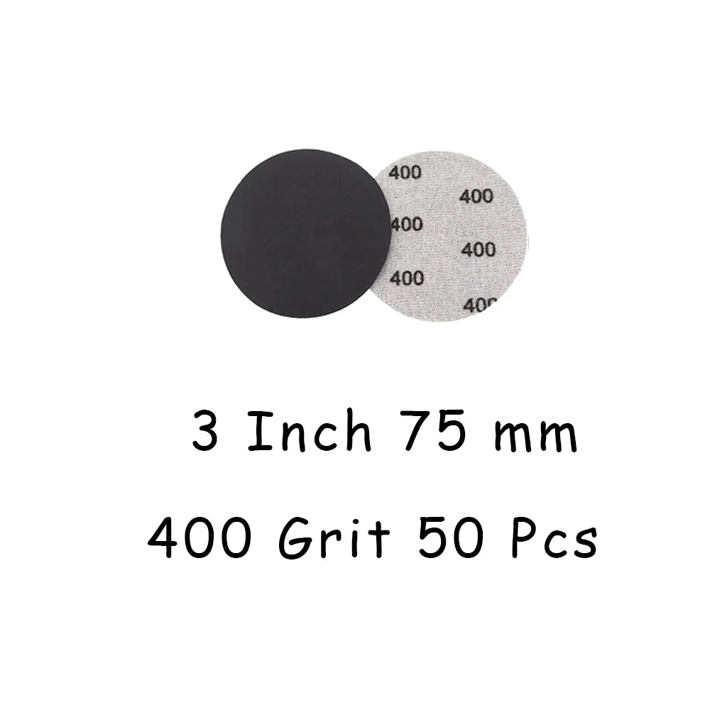 3 Inch Wet and Dry Sanding Paper 75mm Silicon Carbide Sandpaper 4/50/130 Pcs Hook and Loop Sanding Pad for Polishing Car Metal