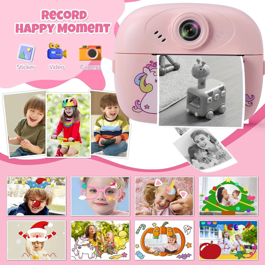 Children's Mini Thermal Print Instant Camera Supports Video Recording, Suitable for Children's Halloween Gifts