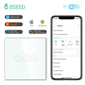 BSEED Wifi Light Touch Switch 1/2/3Gang 1/2/3 Way Smart Switch Wireless Wifi Roller Shutter Switch Support For Tuya Smart Home