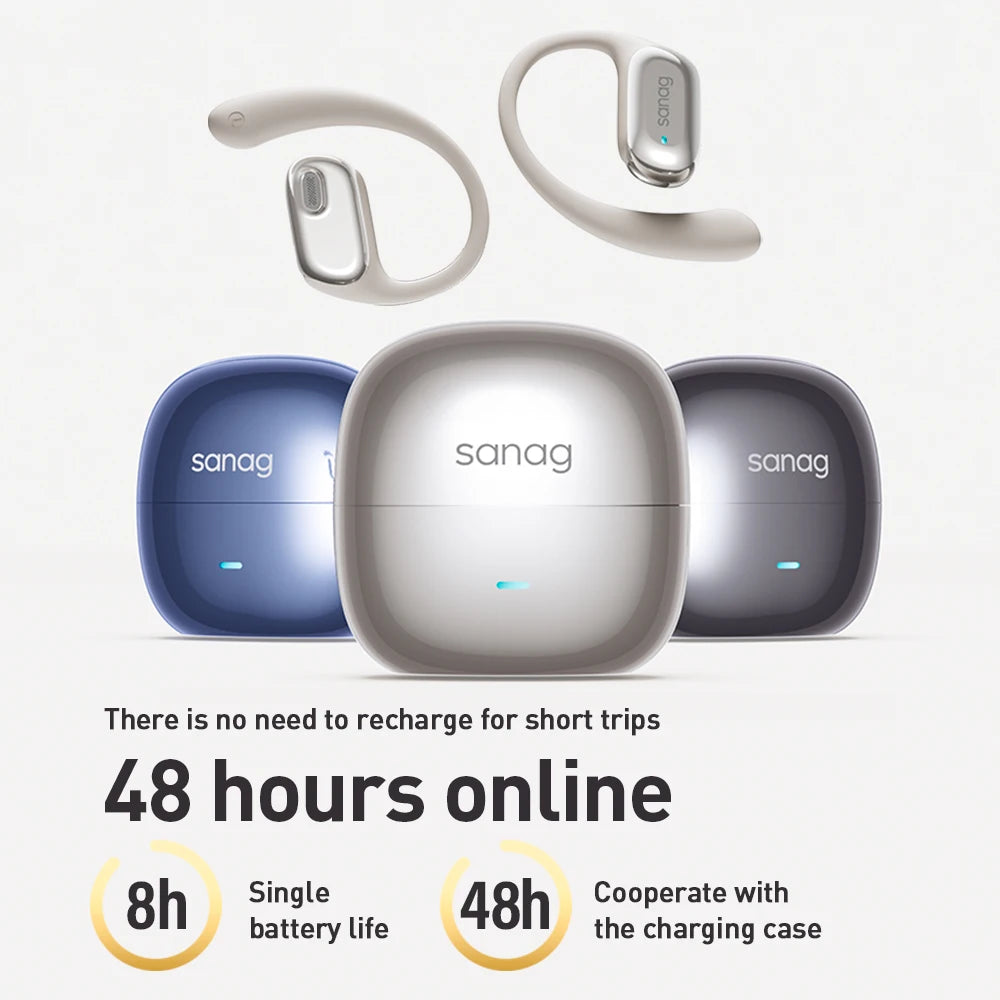 Sanag G30S Open Ear Wireless Earphone  Air Conduction  Ear Hook 48 Hours Playtime Bluetooth 5.4 OWS AI Earphone
