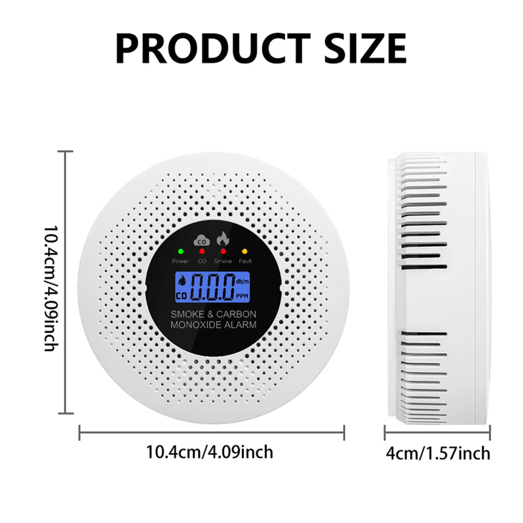Smoke and Carbon Monoxide Detector with LCD Display Smoke and CO Alarm Powered by Battery for Home Hallways Bedroom