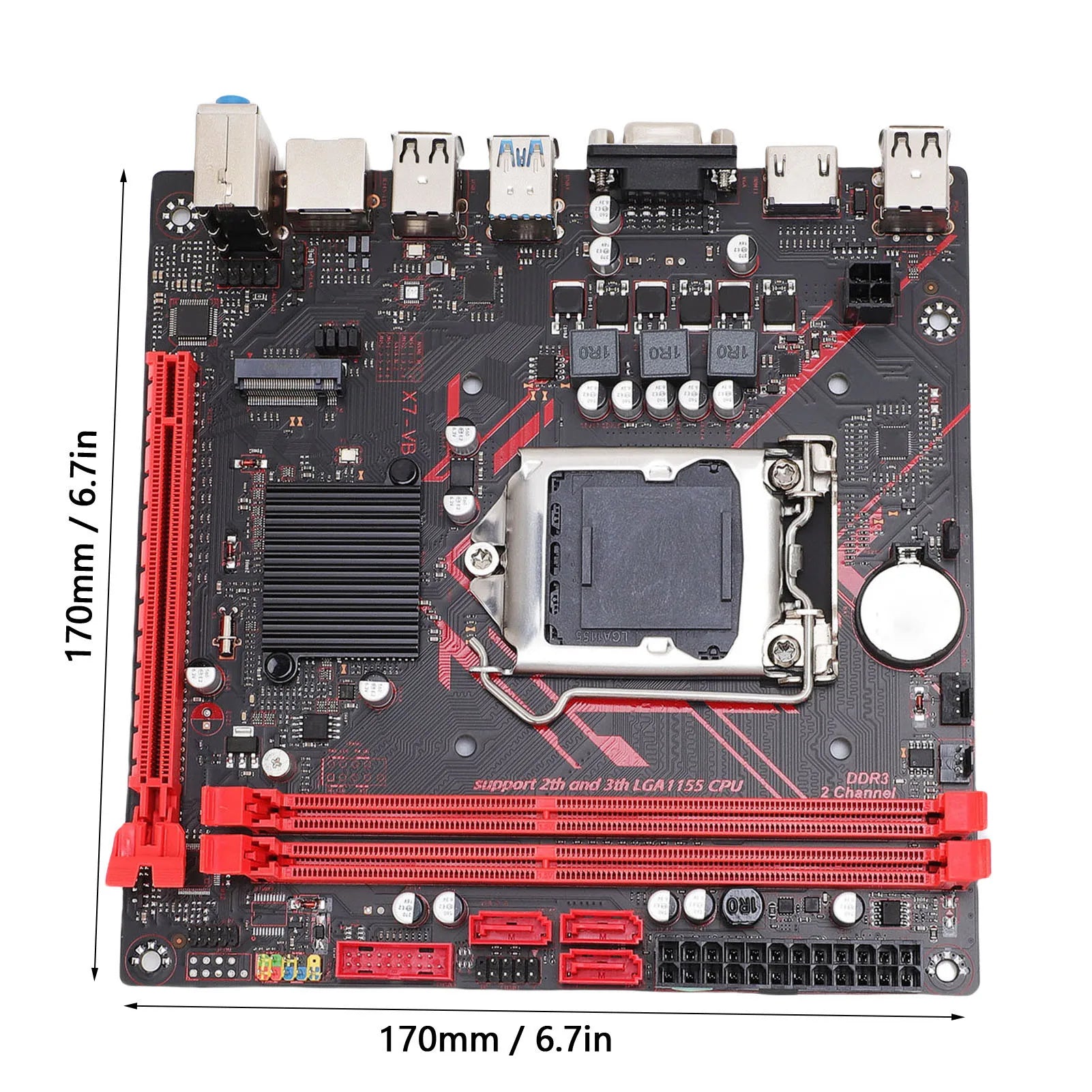 Computer Motherboard for Replacement 2xDDR3 Serial ATA 2.0x3 16GB Supports Extended PCIE2.0 6Gbps ITX Computer Motherboard