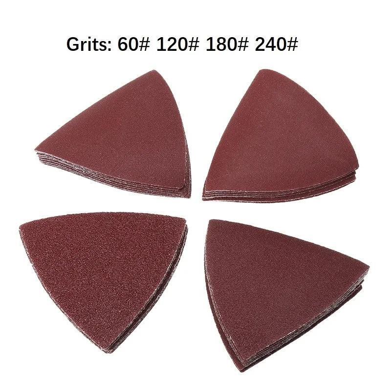 40pcs 80mm Aluminum Oxide Triangle Sandpaper Sanding Disc 60 120 180 240 Grit Fit 3-1/8 Inch Oscillating Multi Power Tool