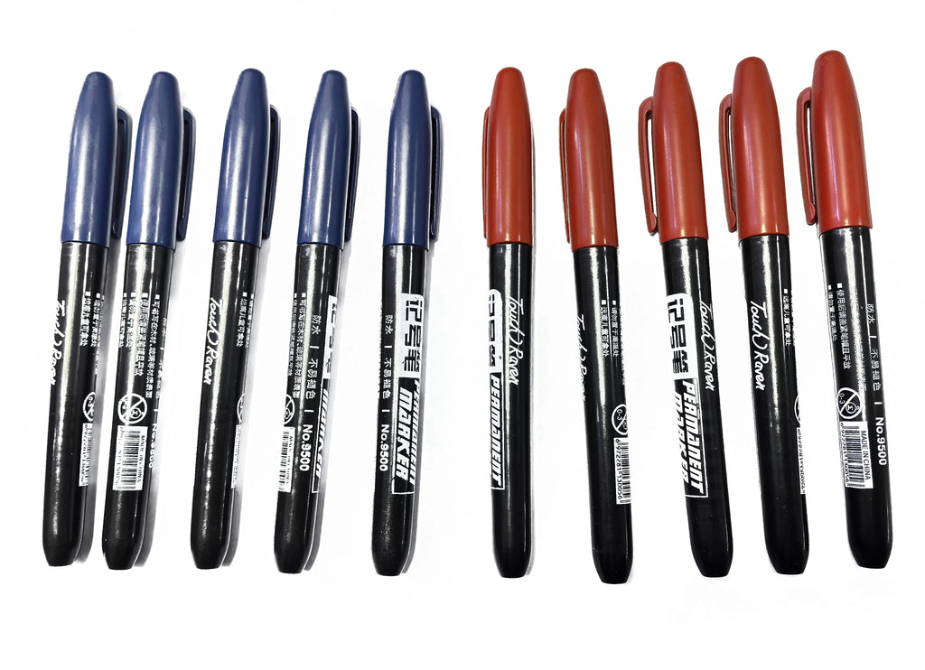 6-20PCs/Set Permanent Marker Pen Fine Point Waterproof Markers Thin Nib Crude Nib Black Blue Red Ink 1.5mm Fine Color Marker Pens
