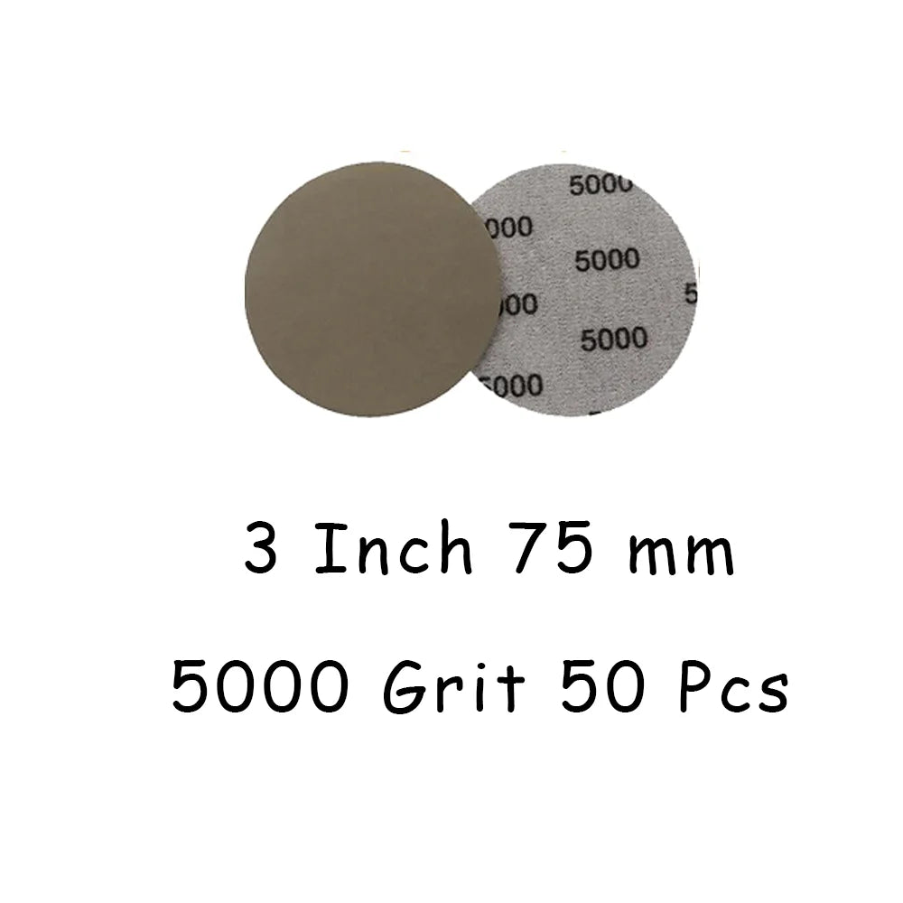 3 Inch Wet and Dry Sanding Paper 75mm Silicon Carbide Sandpaper 4/50/130 Pcs Hook and Loop Sanding Pad for Polishing Car Metal