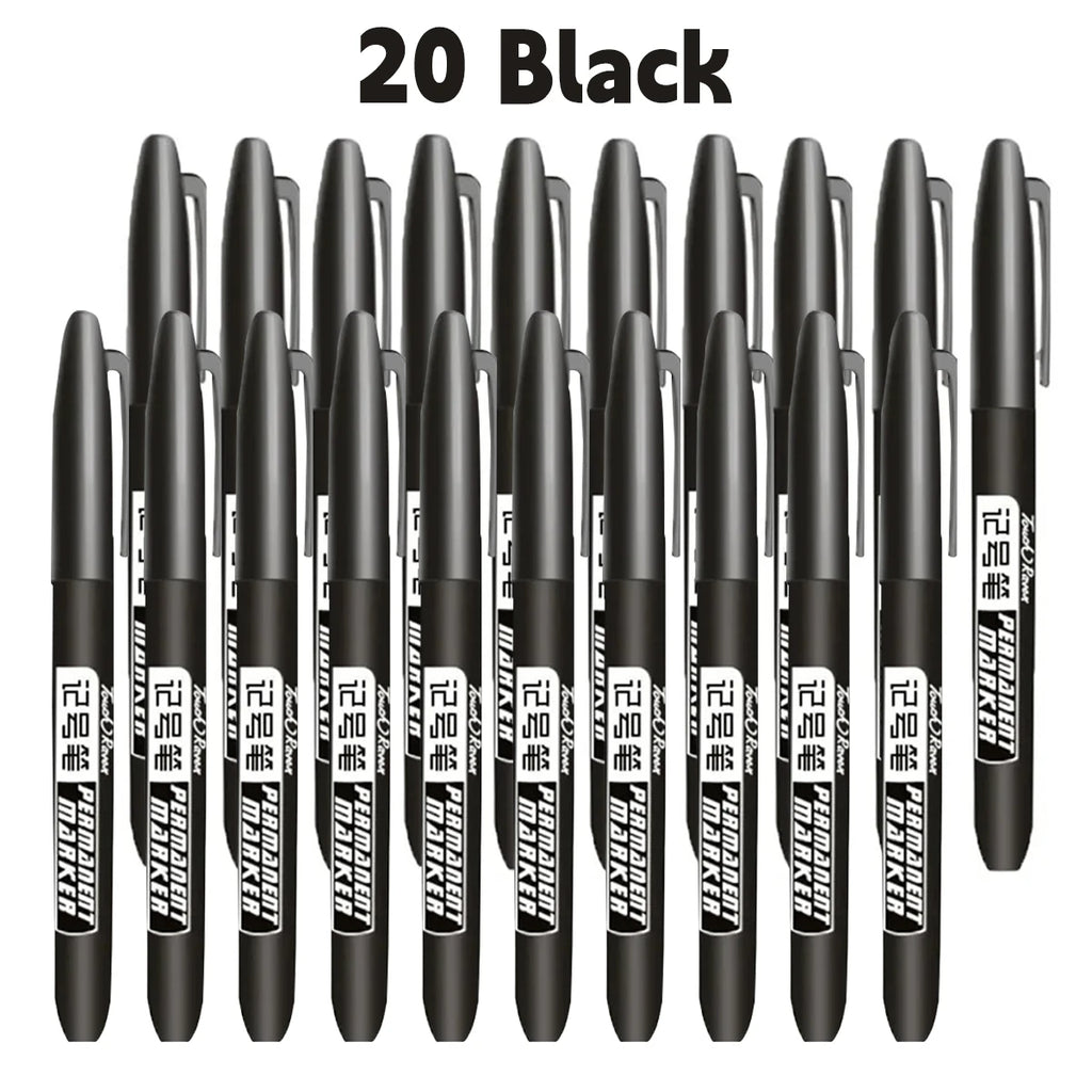6-20PCs/Set Permanent Marker Pen Fine Point Waterproof Markers Thin Nib Crude Nib Black Blue Red Ink 1.5mm Fine Color Marker Pens