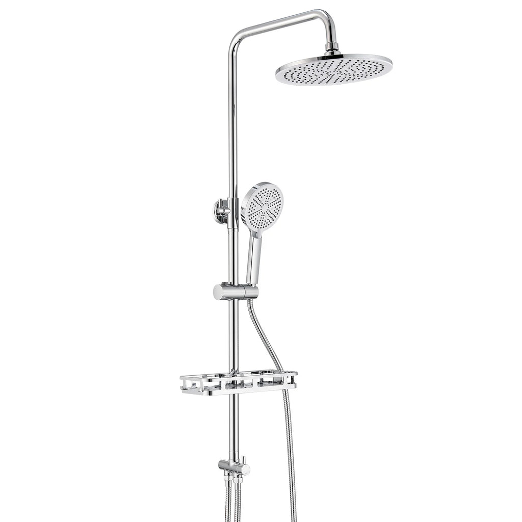 Mixer tap-free shower column with soap holder, head shower 25 cm, shower high pressure 4 jets