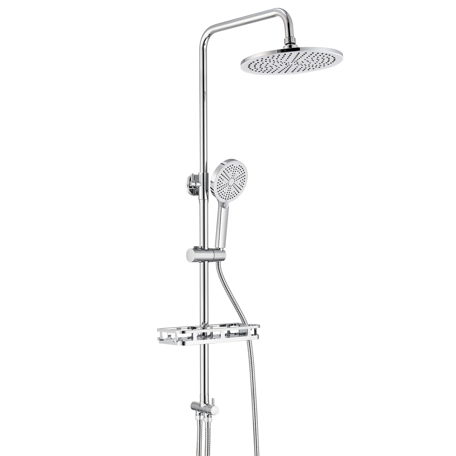 Mixer tap-free shower column with soap holder, head shower 25 cm, shower high pressure 4 jets
