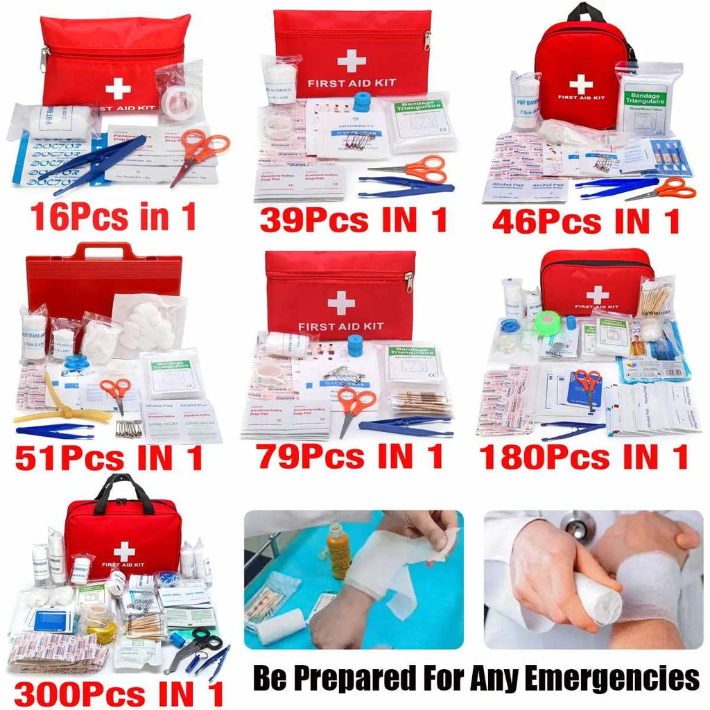 Emergency Medical First Aid Kit Portable 16-300Pcs Survival Set for Outdoor Camping Hiking Travel Handbag