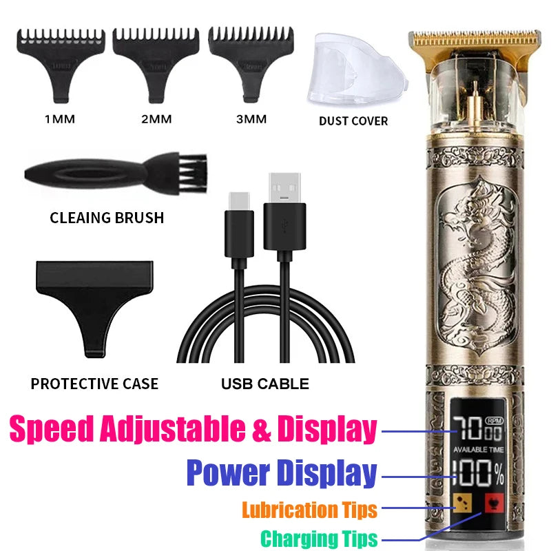 Vintage USB Fast Charging Cordless Hair Clipper Trimmer Portable Electric Shaver Professional Barber Hair Cutting Machine