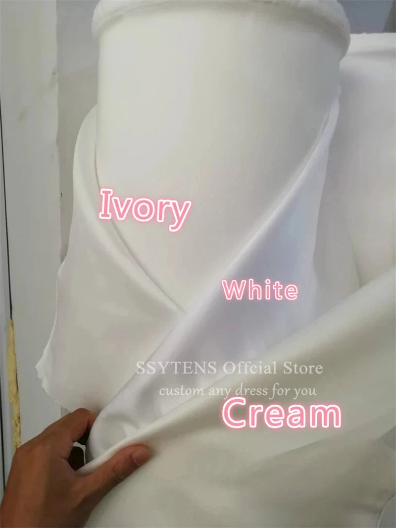 SSYTENS New Satin Wedding Dress for Woman Flowers Vestido De Noiva Robe De Soiree Bride Simple Off-shoulder Vestidos De Fiesta